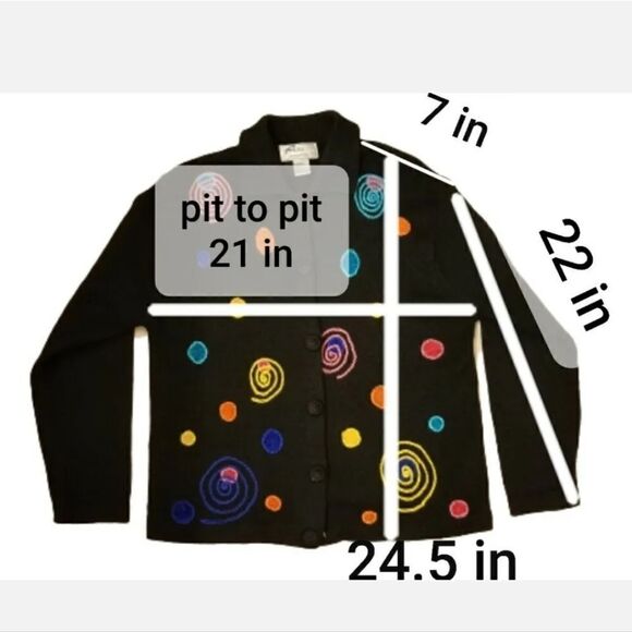 Victoria Harbour Black Vintage 90S Knit Cardigan Sweater Sz Large - Picture 3 of 10